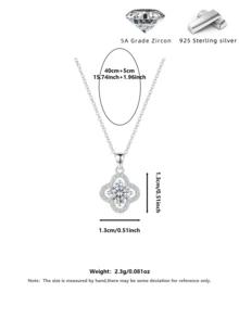 1 pièce Collier pendentif trèfle à quatre feuilles étincelant en zirconium sur argent sterling 925, délicat et beau porte-bonheur, hypoallergénique convenant aux femmes pour un usage quotidien, décontracté, en voyage, en soirée, livré dans un élégant coffret cadeau pour les fêtes, anniversaires, Noël, Thanksgiving - or blanc - Voir 8