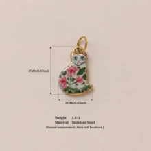 1件夏季插画猫吊坠，复古可爱风格，珐琅滴彩工艺，18K金PVD电镀，316不锈钢材质，防水防褪色，适合装饰鞋带，可搭配运动鞋、板鞋、德式训练鞋、皮鞋和靴子。 - 彩色 - 查看 16