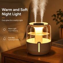 6.8L Dual Spray USB Humidifier Large Capacity Quiet Cool Mist Humidifier With Soft Night Light For Bedroom Home Office Baby Room - Mist - 查看 2