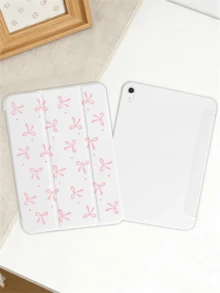 Funda protectora plana con diseño de lazo, compatible con iPad 10.2" (A16) 11" 11th Gen 2025 9th/10th Gen, Air 4th 10.9", Galaxy Tab A9+, anti-caída, con ranura para lápiz, compatible con suspender/activar, regalo romántico. - Rosa - Ver 1