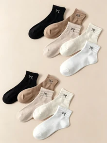 1/5/10 Pairs Women Socks, Random Multi-Color Bow Tie Waist Non-Slip Breathable Ankle Socks, Suitable For Spring/Summer - Multicolor - View 2