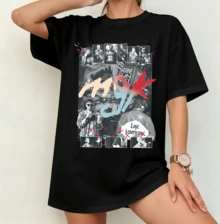 Machine GK "Lost Americana" Streetstyle Collage T-shirt | Könsneutral Oversized Konserttröja Svart - Svart - Visa 9