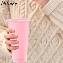 HILAKE 5/10pcs 24oz Pink Water Bottle With Lid And Straw, Perfect For Iced Tea And Iced Coffee, Ideal For Graduation Party, Campus Events, Spring Break, Reusable And Durable, Comes With Cup Brush And Straw Brush, Suitable For Wedding, Beach, Picnic And Other Occasions DIY Cute Gift - Multicolor - View 6