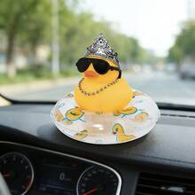 趣味充气泳圈和橡皮鸭装饰品，时尚鸭子戴着皇冠和眼镜，汽车内饰装饰 - A - 查看 2
