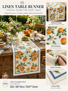 1pc Natural Linen Blend Table Runner, Versatile Table Runner Suitable For Spring/Summer Events, Weddings, Daily Kitchen Use, Outdoor Picnics And Parties, Fits All Seasons Dining Table Decor - Multicolor - View 3