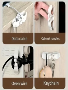 2 buah Pengatur Kabel Listrik, Desain Tanpa Bor, Pemasangan Mudah, Cocok untuk Kabel Data, Kipas Angin Listrik, Pengering Rambut, Berbagai Peralatan Rumah Tangga, Pengelolaan dan Penyimpanan Kabel. Produk Plastik - beraneka warna - View 4