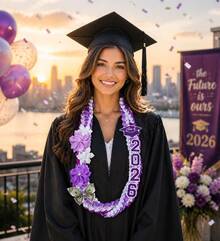50'' 2026 Graduation Lei Double Braided Strands Graduation Ribbon Leis With 4 Satin Flowers Congrats Graduates Money Leis Class Of 2026 Gift For Men Women - C - View 5