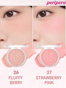 K-Beauty Peripera 单色粉状腮红盘，哑光粉状腮红，细腻粉质腮红，不结块，持久妆效，多功能彩妆盘，裸妆，面部彩妆，韩妆，韩国彩妆，4.2克 - #27 Strawberry Pink - 查看 5