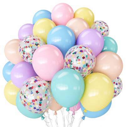 35PCS Pastel Latex Balloons With Confetti, Birthday Party Decorations, Baby Shower, Wedding, Celebration Balloon Set