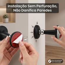 1 par de batentes magnéticos para porta, sem furos, anticolisão, com ventosa, para uso doméstico - Batente de porta longo - Visão 7