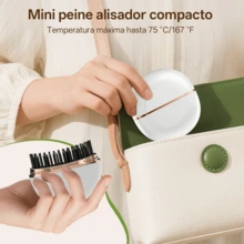 ANTSAY Cepillo Alisador De Cabello, Mini Cepillo Alisador de Pelo, Cepillo Alisador Inalámbrico Portátil, Protección Antiquemaduras, Anti Encrespamiento,Peine Alisador de Hay 3 Configuraciones de Temperatura - Blanco - Ver 2