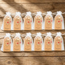 12pcs Red Flower & Heart Keychain Set, 12 Keychains + 12 Thank You Cards + 12 Organza Bags, Thank You, Encouragement Cards, Ideal Gift For Teachers, Coaches, Mentors, Parents And Friends | Accessory Set, Ideal Gift. Party Favor Pack, Wedding, Birthday, Baby Shower, Travel Souvenir, Graduation, Housewarming, Party Gathering, Gifts - Red - View 11