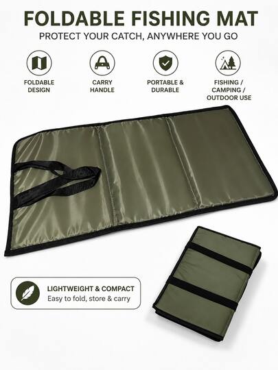 1pc Foldable Comfortable Handle Multifunctional Fishing Mat, With Breathable Foam Padded Foldable Fishing Seat Cushion, Durable Outdoor Fishing Unhooking Mat, Portable Outdoor Seat Pad, Fishing Chair Accessory, Essential For Hiking & Camping, Car Camping, Summer Travel