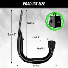6pcs Heavy Duty Garage Hooks, Metal Wall-Mounted Large J-Shaped Practical Hooks, For Organizing Garage Storage Cords, Tools, Coats, Backpacks, Etc., Suitable For Indoor And Outdoor Use, Black - Black - View 3
