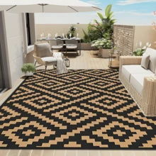 1pc Nordic Modern Classic Geometric Rhombus Pattern Outdoor Rug/Carpet/Area Rug/Doormat, Suitable For Entryway, Balcony, Garden, Outdoor, Patio, Living Room, Soft And Machine Washable, Home Decor - Multicolor 1 - View 4