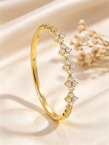 Camhanno 1 chiếc vòng tay bằng thép không gỉ mạ vàng 18K dành cho nữ, kiểu dáng giản dị và đa năng. - Nhiều màu - Xem 4