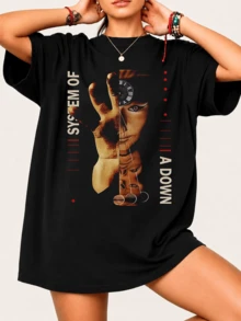 Systems Of A Downs T-Shirt For Metal Rock Fans - 100% Cotton Unisex, Graphic Design, Comfortable Streetwear Style - Black - View 6