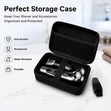 Estojo de Viagem para Barbeador Elétrico, Organizador de Armazenamento de Barbeador com Casca Rígida de EVA à Prova d'Água e à Prova de Choque para Acessórios de Kit de Cuidados Pessoais - Preto - Visão 7