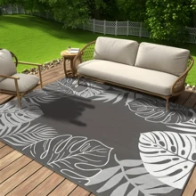 1PC Rug, Carpet, Area Rug, Door Mat, American Modern Classic Tropical Print Gray Leaf Pattern Outdoor Carpet, Entrance, Balcony, Garden, Outdoor, Patio, Living Room, All-Season Soft Machine Washable Rug Mat, Home Decor - Multicolor - View 4