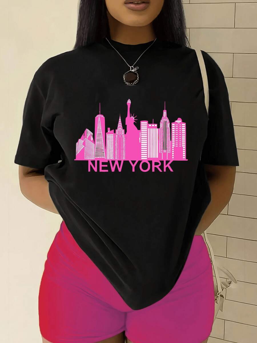 Camiseta suave retro de manga corta y cuello redondo para mujer - Top minimalista liso básico de uste hoado y transpirable, camisa ligera de línea H compatible con blusa, adecu para usar en capas o atuendo casual, lavable a máquinara todas las estaciones