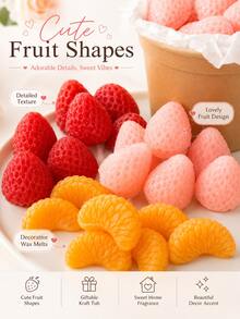 10 piezas/Tarro Derretidos de cera con aroma a fruta, derretidos de cera de soja con aroma a fresa roja, fresa rosa y segmento de naranja, cubos de cera decorativos lindos para lámpara de calentador de velas, fragancia para el hogar, decoración de habitaciones, regalo de cumpleaños, regalos para mujeres - Varios estilos - Ver 5
