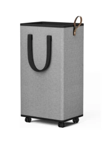 Cesta de lavandería plegable grande con ruedas y asa, cesta de lavandería plegable con cubierta de malla con cordón, cesta de lavandería de esquina, estante de clasificación de lavandería plegable, cesta de almacenamiento alta, cesta de lavandería - Multicolor - Ver 17
