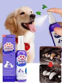 宠物口腔护理喷雾/猫狗牙齿清洁喷雾/猫狗通用牙齿喷雾/清新口气，去除异味，软化牙垢，适合所有年龄段的猫狗 - 彩色 - 查看 2