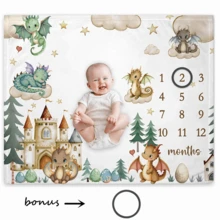 Baby Milestone Blanket Photography Prop, Infant Growth Record Photo Backdrop, Flannel Fabric, Baby Shower Gift - Multicolor - View 10