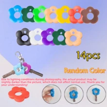 2/4/6/8/10/12/14/16/20/25/30Pcs Random Color Colorful Flower Design Retractable Key Identifier, 1.18 Inch Soft Silicone Keychain, Cute Key Holder For Home Office Organization Daily Use And Festival Gift Giving - Multicolor - View 17