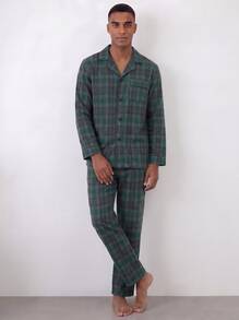Snug League Bộ đồ ngủ thường ngày thời trang nam mới, áo dài tay và quần dài, quần áo mùa đông - màu xanh lá - Xem 8
