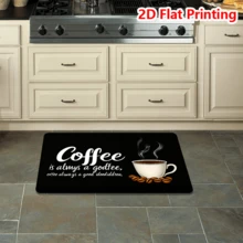 1/2/3pcs Black & White Coffee Kitchen Rugs, Soft Non-Slip Doormat Carpet For Hallway Entrance Bedroom Laundry Room Holiday Decor, Indoor Outdoor Welcome Mat - Black - View 16