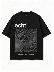 T-shirt homme REAL! à col rond et imprimé graphique, noir, style techwear, manches courtes, motif géométrique. Inspiré par l'esthétique minimaliste du groupe électronique belge real!, ce t-shirt streetwear ample est idéal au quotidien, pour les concerts, les sorties entre amis et les moments de détente. Confectionné en coton mélangé respirant, il constitue un cadeau parfait pour un anniversaire, les fêtes ou tout autre événement, pour les fans de real!, les amateurs de techwear et les mélomanes. Un incontournable de la mode en toute saison. - Noir - Voir 1