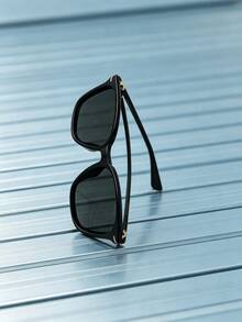 Montblanc Luxury-Basic Black-Framed Rectangular Fashion Glasses, Suitable For Business And Commuting With Dark Gray Anti-UV Lenses, Acetate Fiber Frame Paired With Metal Accents, Which Enhances The Face Shape And Has A Subtle And Elegant Look. Perfect For Daily Commuting, Outdoor Outings, Vacation Street Photography. It's A Gender-Neutral, Versatile Style That Can Easily Create A Neat And Elegant Atmosphere. - Black - View 7