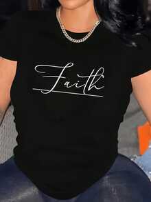 Camiseta gráficara mujer - Una camiseta suave y cómoda de cuello redondo con letras blancas modernas, i para atuendos casuales. Esta blusa negra es un gran regalo para mujeres y es perfectara el uso diario. Nota: Tiene un corte hoado, así que consulte la tabla de tallas. - Negro - Ver 2