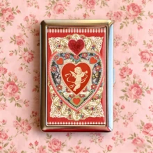 1pc Red Happy Angel Valentine's Day Case Love Holder Wallet Print, Metal Double Open Holder, Retro Women Card Cash Storage Box, Portable High-End, Fashion Additions, Holiday Gifts - Multicolor - View 6