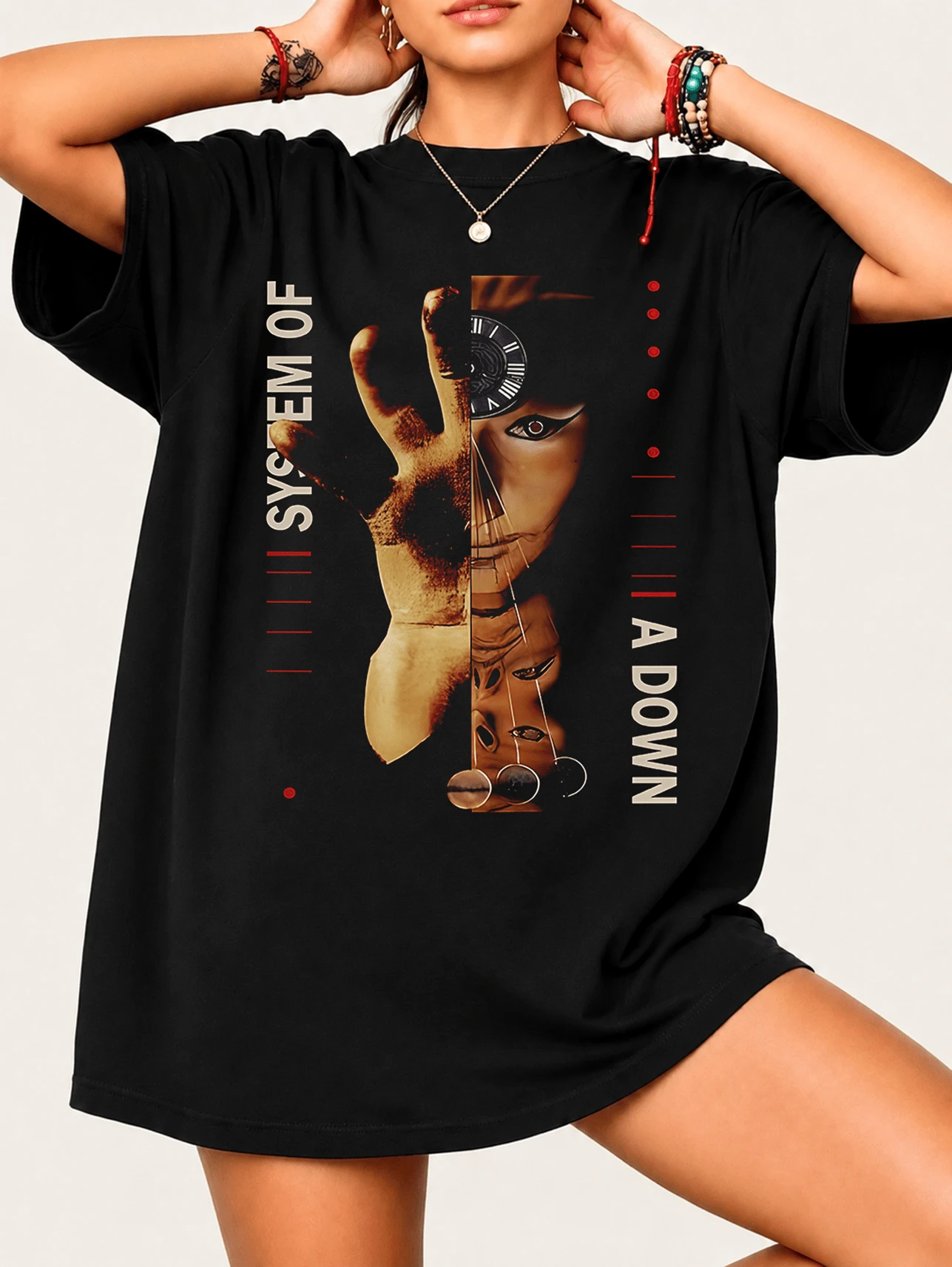 Systems Of A Downs T-Shirt For Metal Rock Fans - 100% Cotton Unisex, Graphic Design, Comfortable Streetwear Style - Black - View 1