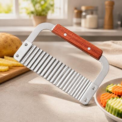 Stainless Steel Wavy Cutter, Kitchen Fries & Vegetable Slicer, Suitable For Waffle Fries, Potato Chips, Decorative Vegetables, Holiday Meal Prep And Baby Food