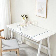 1pc Soft Glass Transparent Table Mat, PVC Clear Dining Table Pad, Minimalist Solid Color Desk Protector, Waterproof Oil-Proof Transparent Table Mat, Heat-Resistant Tabletop Protective Pad, Suitable For Student Desk, Computer Desk, Home Desk In Various Sizes - Transparent - View 2