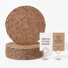 10PCS 12 Inch Round Woven Place Mats Boho Farmhouse Table Placemats With  2 Place Card Holders Dining Table Decor For Home Kitchen Wedding Christmas Party - Màu be - Xem 5