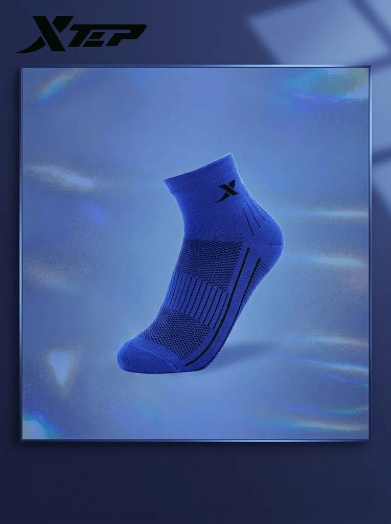 XTEP--Mid-Calf Socks I Mid-Calf Socks Men's Breathable Badminton Running Sports Socks Comfortable Soft Mid-Calf Socks 5 Pairs Pack Blue - Blue - View 1