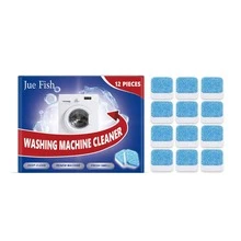 JUE FISH Washing Machine Cleaning Tablets, Suitable For Top-Loading And Front-Loading Washing Machines, Removes Odors, Hard Water Stains, Limescale, Soap Scum And Lint, Amazing Effect, Lemon Scent, New And Old Models Randomly Shipped - Solid State - View 6