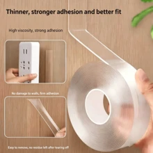 1pc Clear Heavy Duty Double Sided Tape Thick Acrylic Removable Nano Tape Sticky Rolls Magic Mounting Tape For Wall Stickers Kitchen Home Decor Spring Home Decor - A - View 3