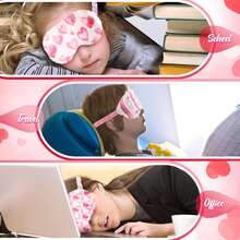 6 Pcs/3pcs/2pcs/1pc Plush Sleeping Eye Masks Bulk Comfortable Sleep Eye Cover Mask For Women Men Soft Furry Blindfold Faux Fur Shade For Travel Nap Sleepover Party Supplies - Pink Heart - View 5