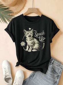 Camiseta de manga cortara mujer - Top casual suave de cuello redondo con mangas cortas, corte relado en línea H y cintura, camiseta lisara capas, ropa casual y conjuntos festivos - Artículo básico de vestuario_93 - Negro - Ver 2