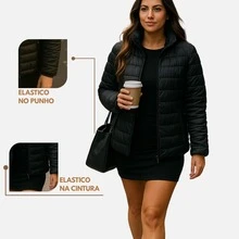 Bobojaco Women's Basic Black Waterproof Puffer Jacket - 黑色 - 查看 5