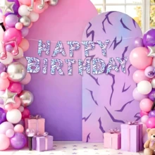 16-Inch Theme Happy Birthday Banner, Purple/Pink/Blue Fabric Printed Balloons, Yellow Daisy Print And Fluorescent Color, Reusable Party Balloons, Ideal For Birthday Party Decoration, Decorative Balloons, Party Balloons For Boys, Girls And Adults - View 10