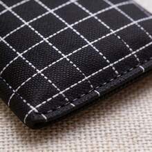 1pc Black Checkered Coin Wallet - Mini Zipper Wallet For Cards/Cash, Portable Keychain Bag For Small Essentials - Multicolor - View 7