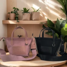 1 Nylon Bag With Embossed Logo And Leather Handle Trim, Adjustable Wide Shoulder Strap, Abrasion-Resistant Material, Minimalist Urban Style, Women's Handbag And Shoulder Bag For Commuting, Campus & Office, Available In Multiple Colors - Hồng - Xem 5