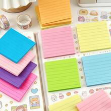 1/2/4/6/8/10 Sets Colorful Fluorescent & Pastel Sticky Notes, Multi-Color Self-Adhesive Memo Pads, Bright Line Reminder Notes, Cute Stationery Suitable For Students, Journals, School & Office. Back To School Season. - one-size - View 1
