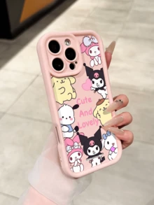 Miniso Sanrio Melody 加厚防震全包手机壳，适用于 iPhone 17 Pro Max、17、16 Pro Max、15 Pro Max、16 Pro Max、14、13、12、11、14 Pro、15 Plus、12 Pro、16 Plus、XS、14 Pro Max、13 Pro 等型号，可爱卡通图案 - 粉色 - 查看 1
